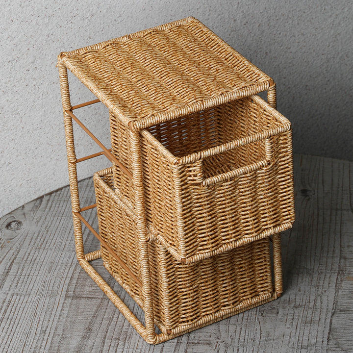 Unisex Stackable Storage Basket with Two Compartments Made of Natural Material Stornfield