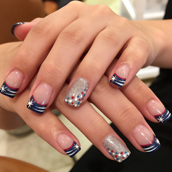 Decorative Press-On Nail Art Set with Glitter Accents Stornfield