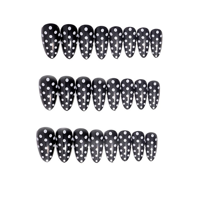 Artistic Almond-Shaped Press-On Nail Set with Polka Dot Design Stornfield