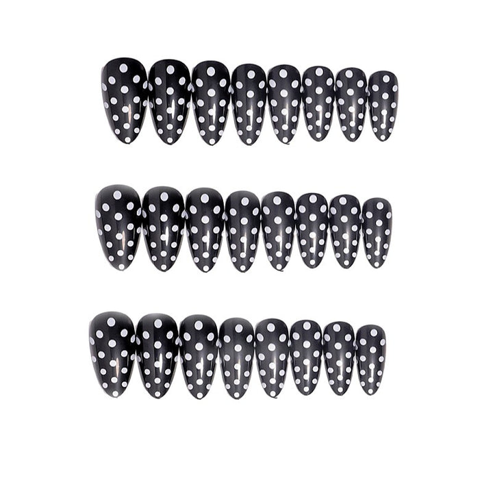 Artistic Almond-Shaped Press-On Nail Set with Polka Dot Design Stornfield