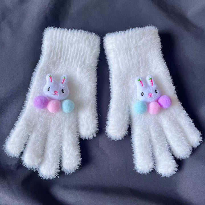 Cute Plush Rabbit-Themed Fingerless Gloves Stornfield