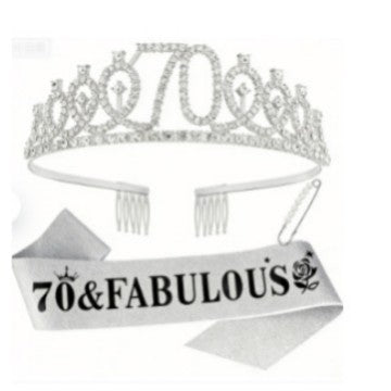 Women's Glittering Birthday Tiara Set with Sash Stornfield