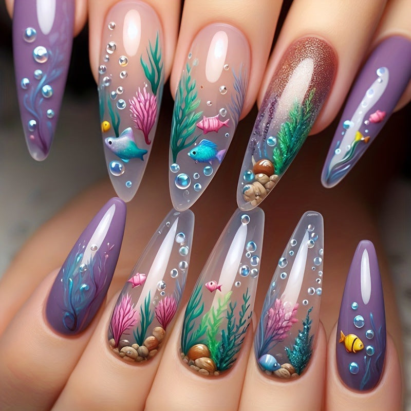Artificial nails with maritime underwater motif Stornfield