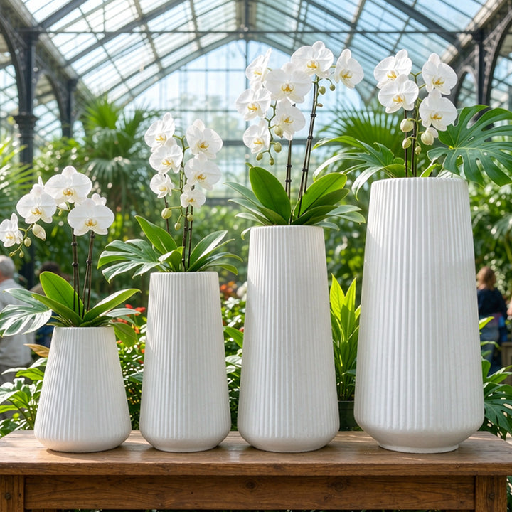 Modern Vertical Ribbed Ceramic Vase Stornfeild