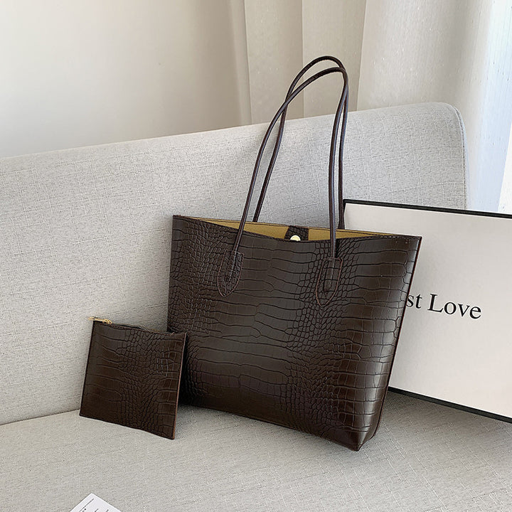 Crocodile-Embossed Tote Bag with Detachable Clutch Stornfield