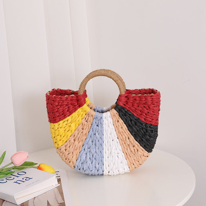 Handmade wicker bag with colorful pattern Stornfield