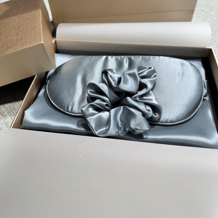 luxurious silk satin sleep mask and hair tie set for sensitive skin