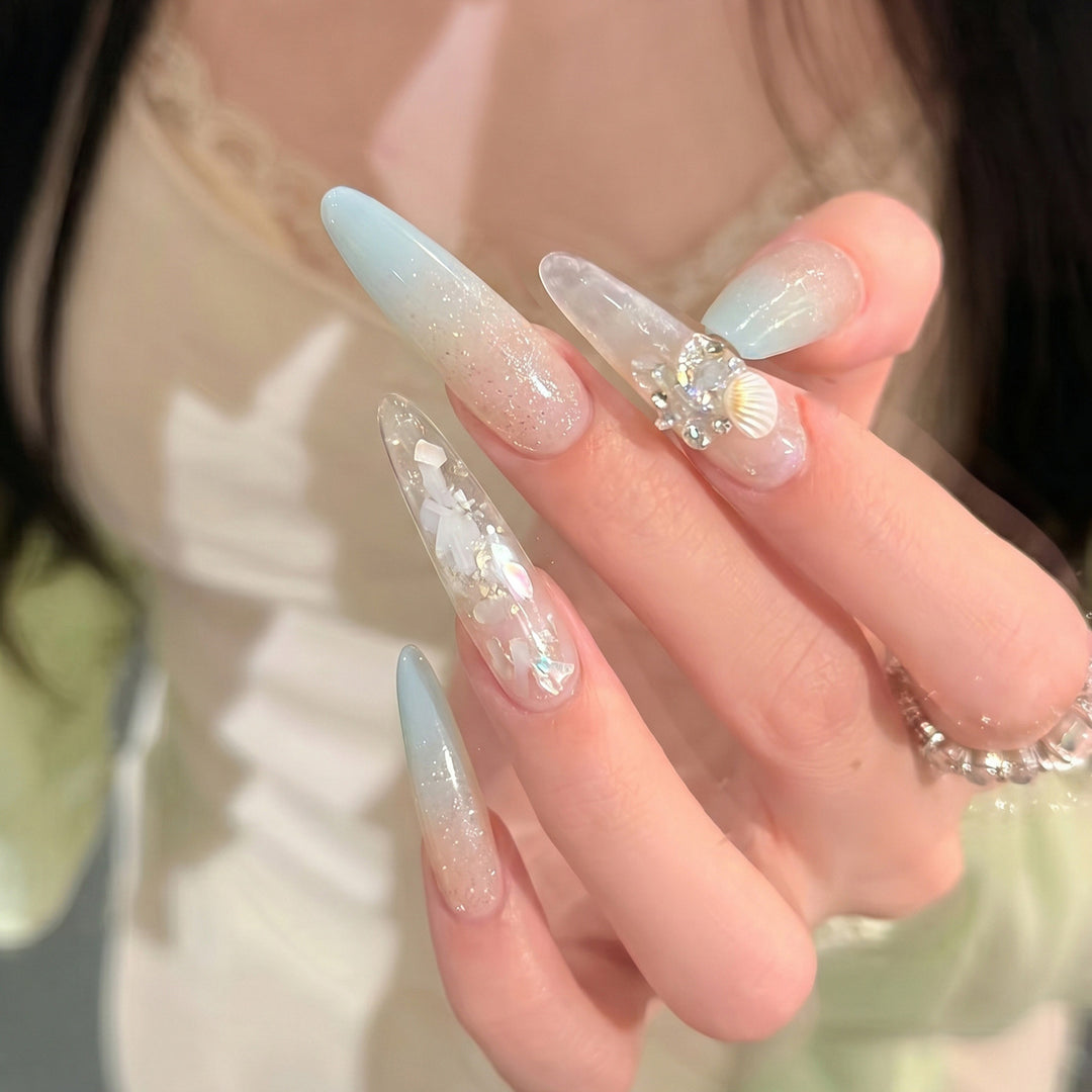 Elegant Stiletto Press-On Nail Set with Glitter Finish Stornfield