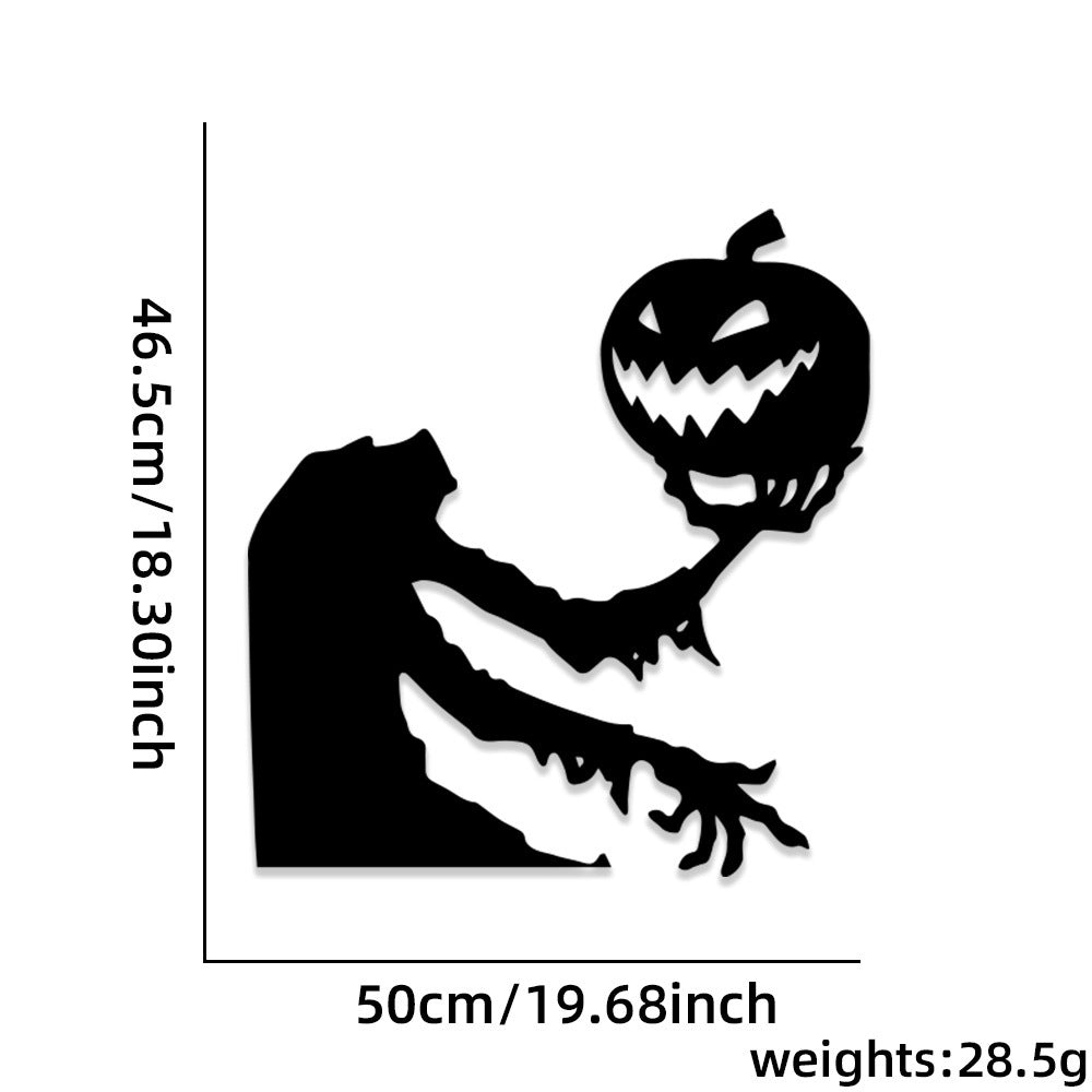 Large-format self-adhesive wall sticker spooky zombie with pumpkin silhouette