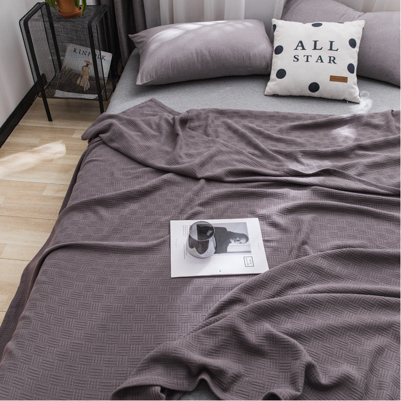 Lightweight Cotton Waffle-Weave Breathable Bed Blanket Throw