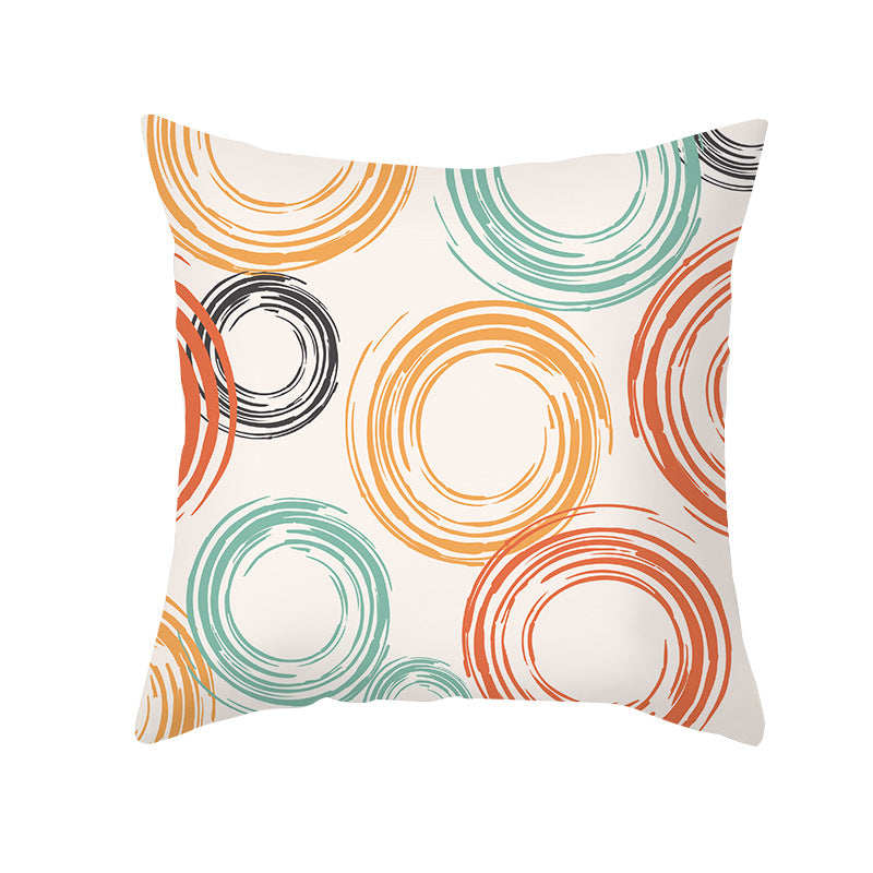 Floral Printed Cotton-Linen Throw Pillow with Removable Cover