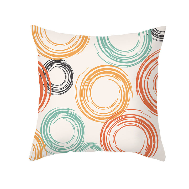 Floral Printed Cotton-Linen Throw Pillow with Removable Cover