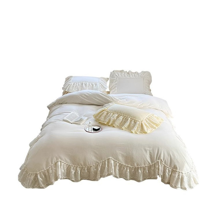 Ruffled Lace-Trim Duvet Cover, Sham & Bedskirt Ensemble