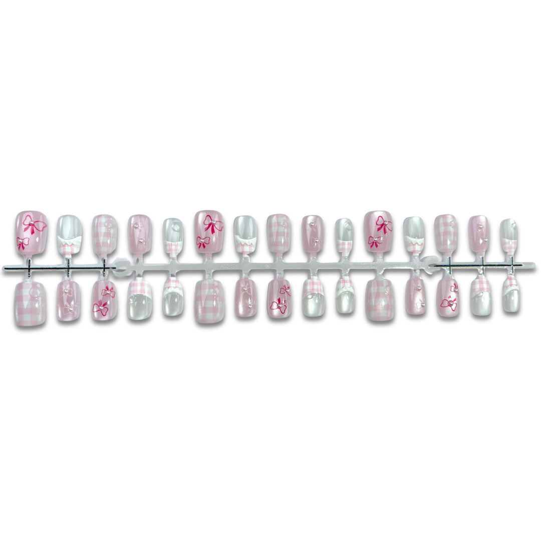 Bow-Embellished Press-On Nail Art Set