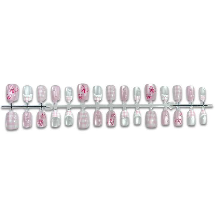 Bow-Embellished Press-On Nail Art Set
