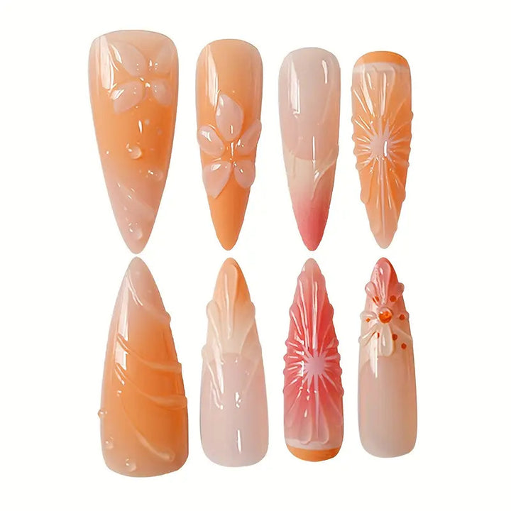 Artistic 3D Floral Press-On Nail Art Stornfield