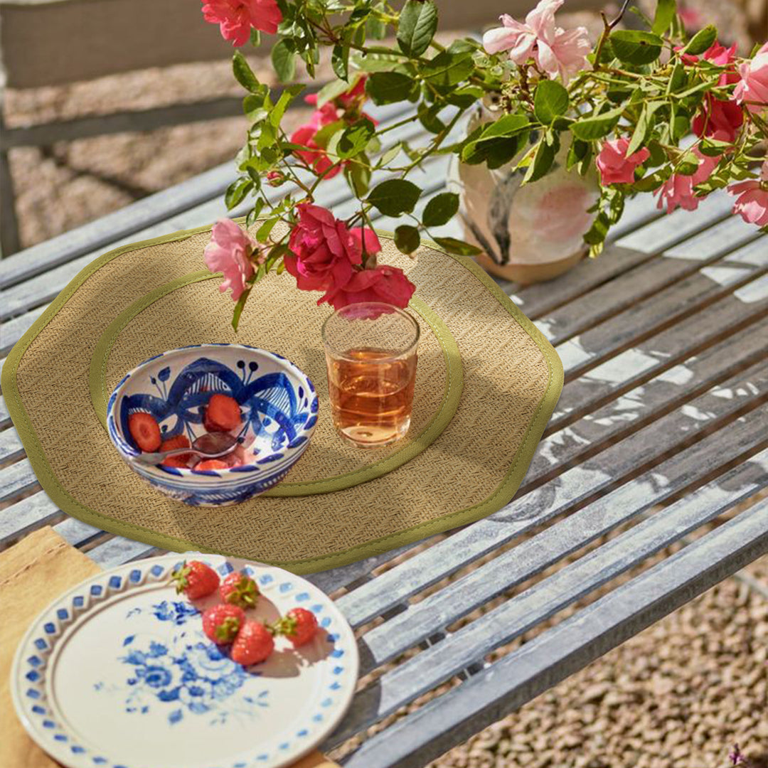 Straw sun hat with wide octagonal brim and cotton inner band Stornfield