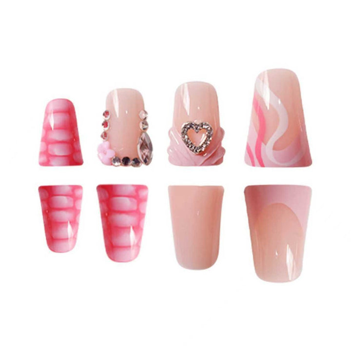 Artistic Heart-Embellished Nail Extensions Stornfield