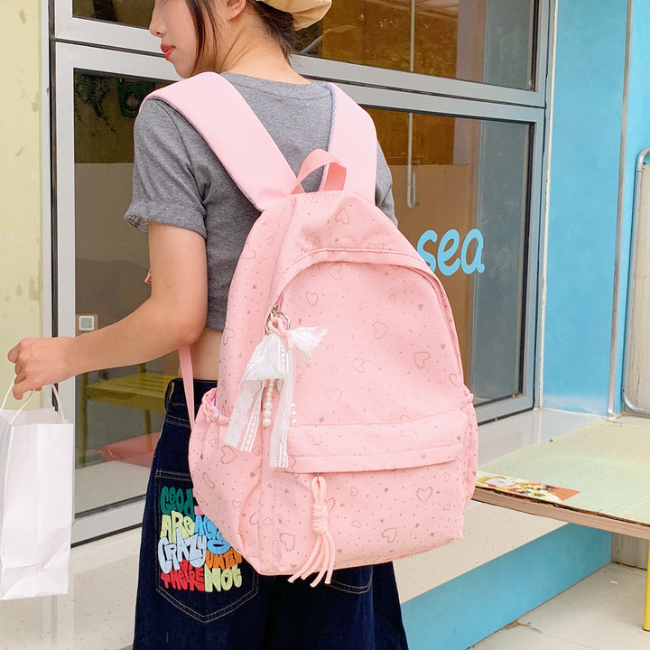Heart-Patterned School Backpack Stornfield