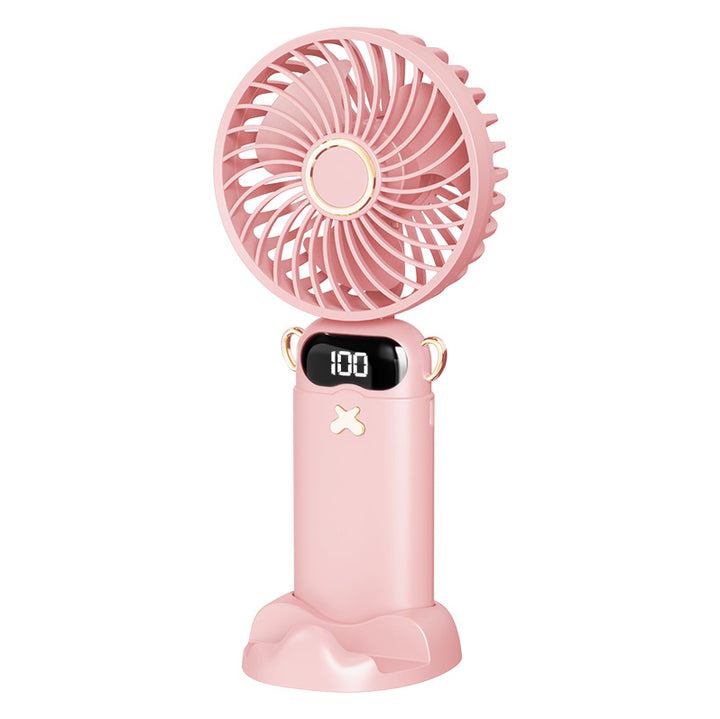 Cooling rechargeable handheld mini fan with digital battery display and cute desktop stand Stornfield