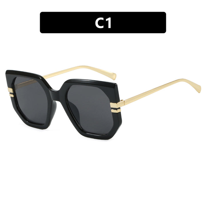 Women's geometric sunglasses with luxurious gold frame and polarized lenses Stornfield