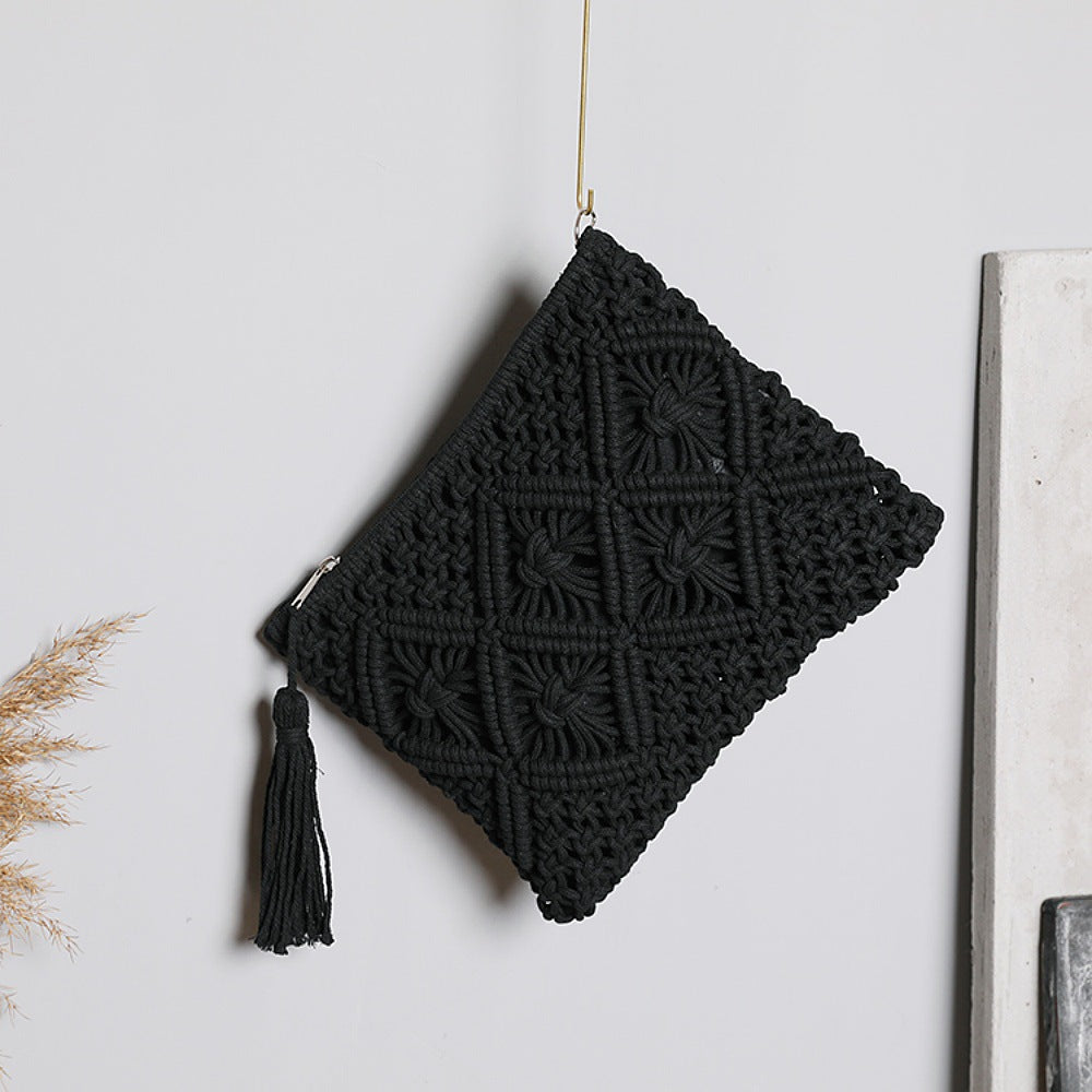 Macrame Clutch with Tassel Details Stornfield