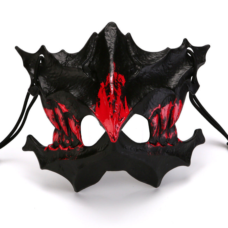 Half-face mask with flashing vampire teeth and adjustable rubber band