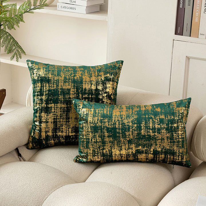 Metallic Abstract Jacquard Throw Pillow Cover Set with Hidden Zipper