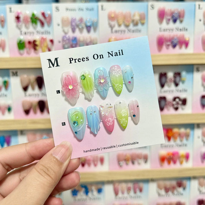 Customizable Floral Design Press-On Nails