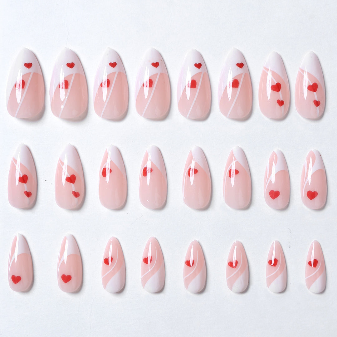 Artistic Heart-Patterned Press-On Nail Art Stornfield