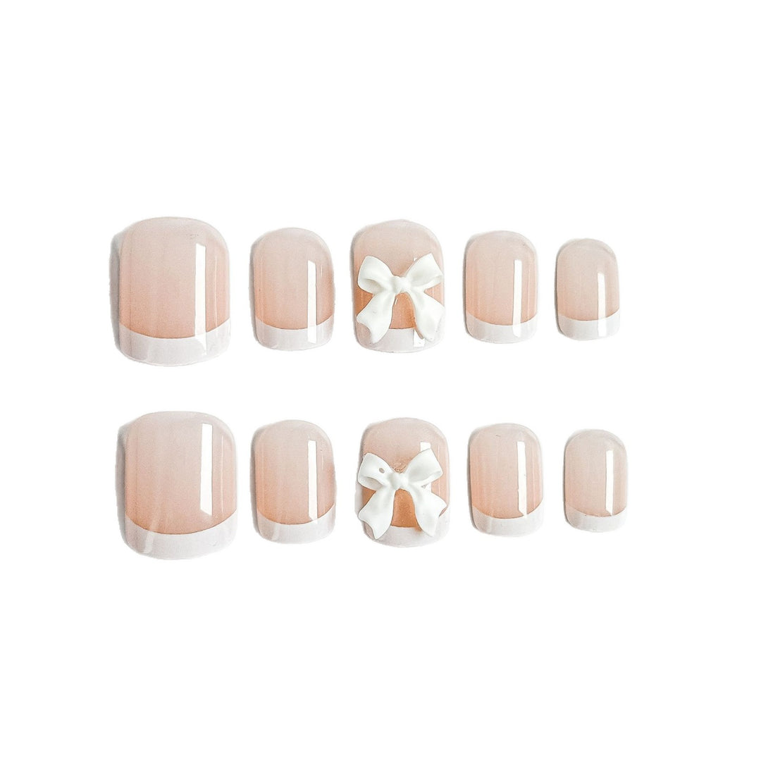 Nail Art Fake Nails Set with Elegant Bow Accents Stornfield