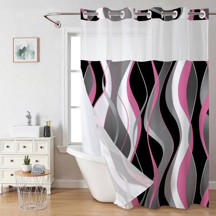 Modern Abstract Wave Pattern Shower Curtain Stornfield