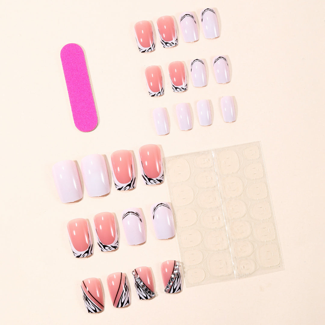 Stylish Zebra Print Acrylic Nail Art Extensions Stornfield