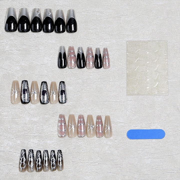 Artificial nail set with elegant glitter and design accents Stornfield