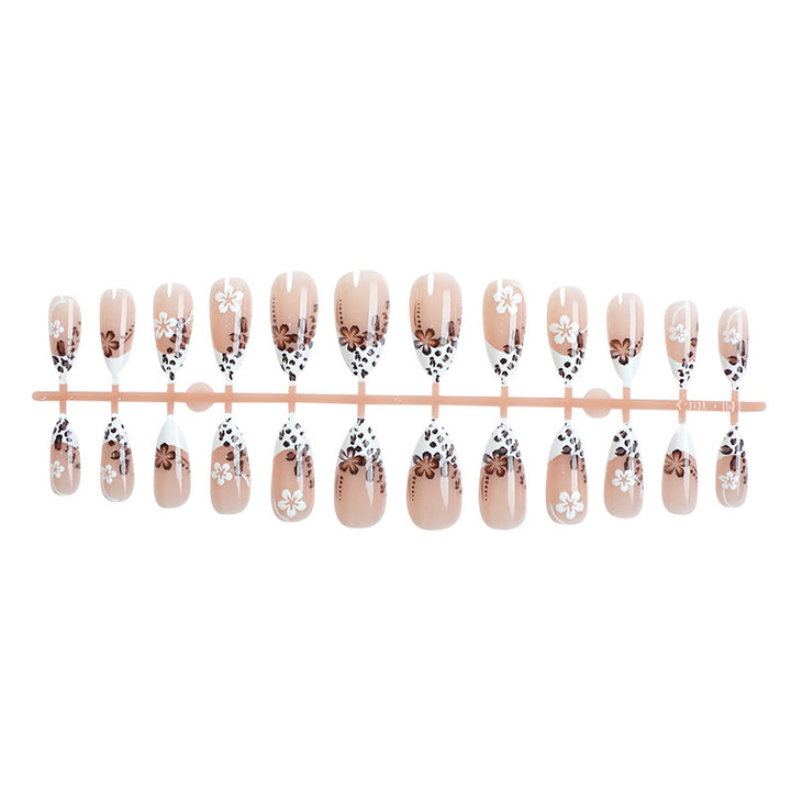 Artistic Press-On Nail Set with Floral and Leopard Design Stornfield