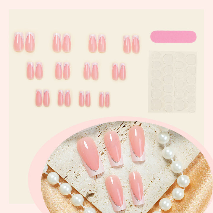 Artificial nail set with elegant design and glitter accents Stornfield