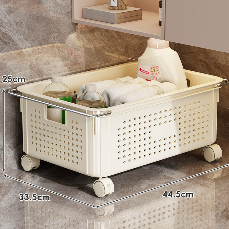 Rolling Ventilated Laundry Storage Cart with Handles