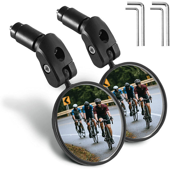 Compact Handlebar End Bike Mirror Pair with Full Rotation Swivel and Wide Angle Glass Stornfield