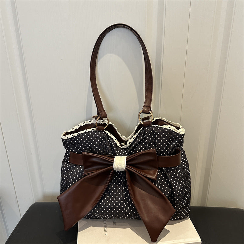 Polka Dot Bow Accent Handbag