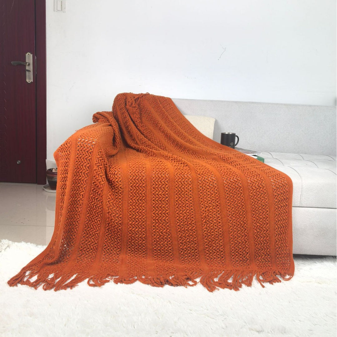 Handcrafted Textured Knit Throw Blanket Stornfield