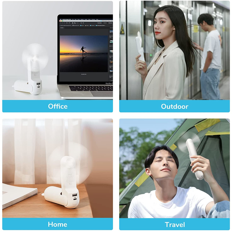Unisex One Size Foldable Rechargeable Hand Fan with Integrated Power Bank and Dual USB Charging Ports Stornfield
