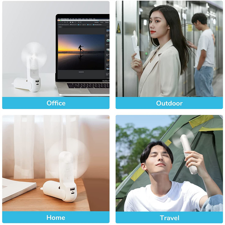 Unisex One Size Foldable Rechargeable Hand Fan with Integrated Power Bank and Dual USB Charging Ports Stornfield