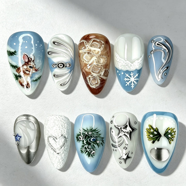 Artificial nails with festive winter motifs Stornfield