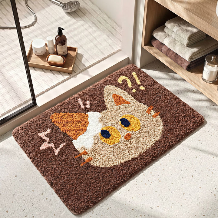 Cute Cat-Themed Plush Bath Mat