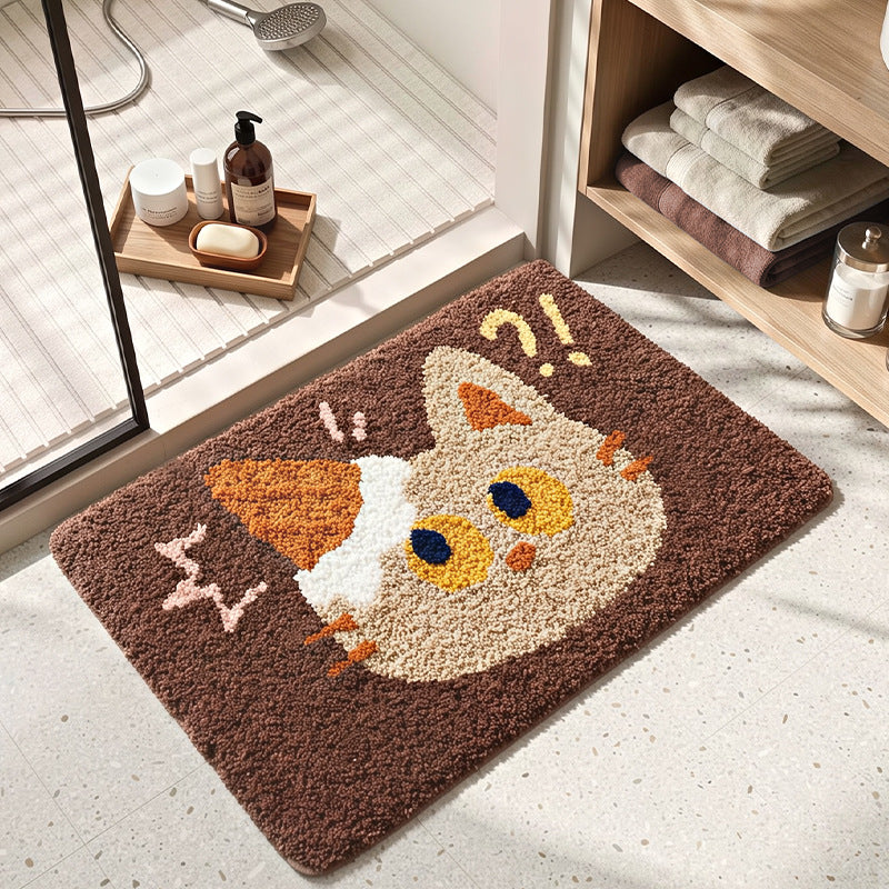 Plush Cartoon Cat Bath Mat