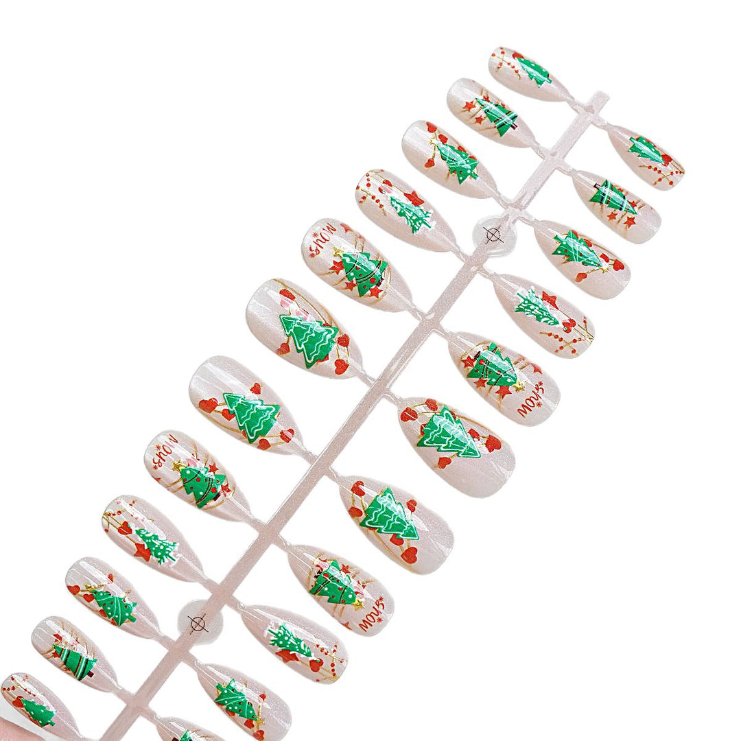 Festive Tree-Themed Press-On Nail Set Stornfield