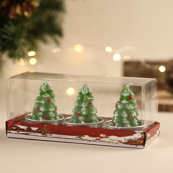 Santa Figurine Tea Light Candle Set for Holiday Tabletop Decor