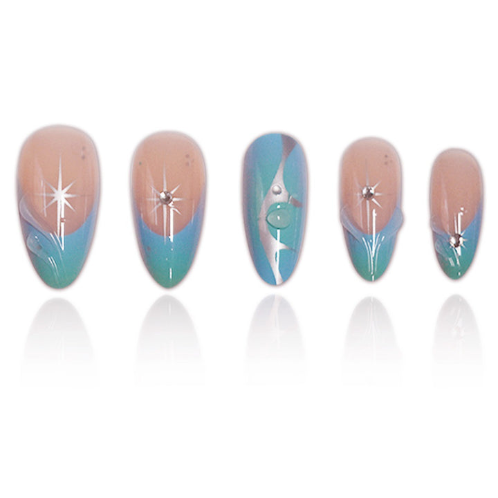 Artistic Stiletto Press-On Nail Extensions with Unique 3D Design Stornfield