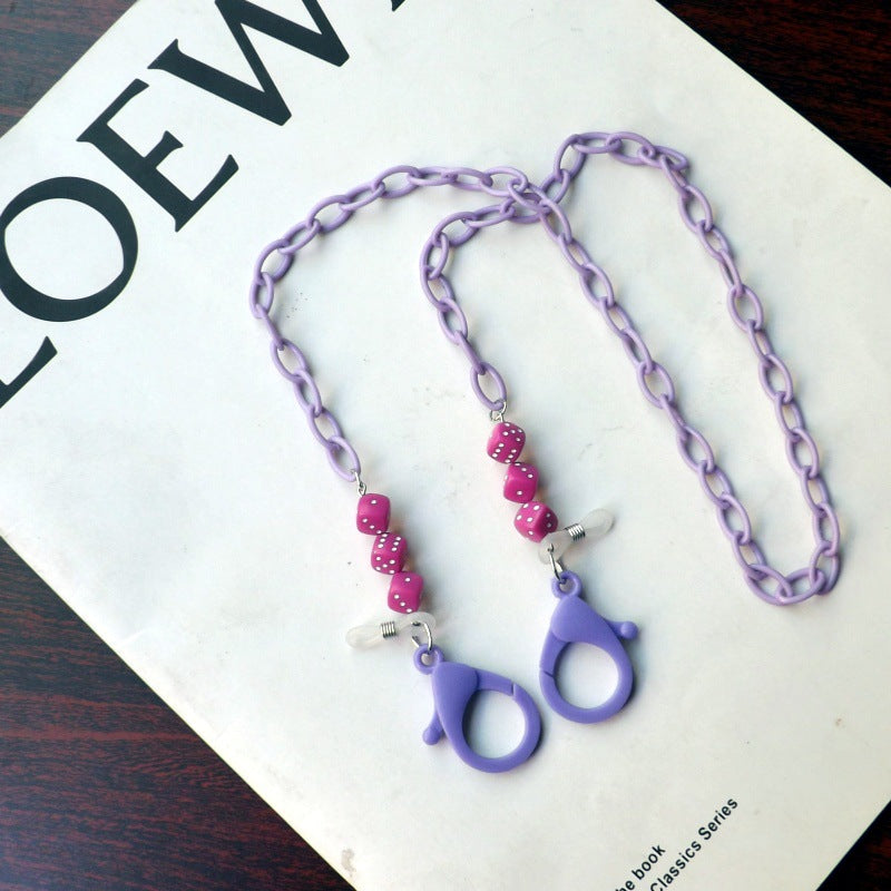 Fashionable glasses holder chain made of plastic with colorful beads Stornfield