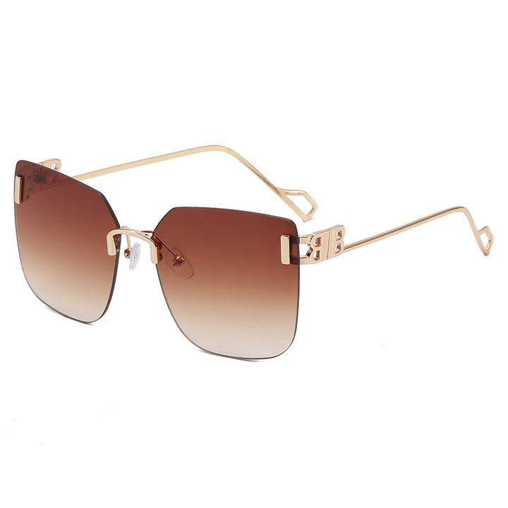 Women elegant square sunglasses with gold-colored metal frame Stornfield